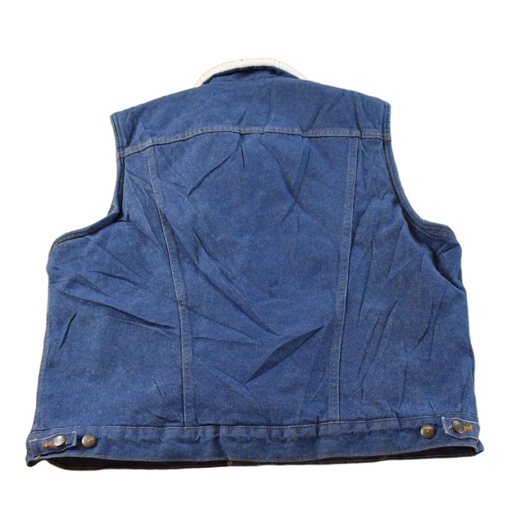 Vintage 1990s Wrangler Sherpa Lined Denim Vest Jacket Men's L