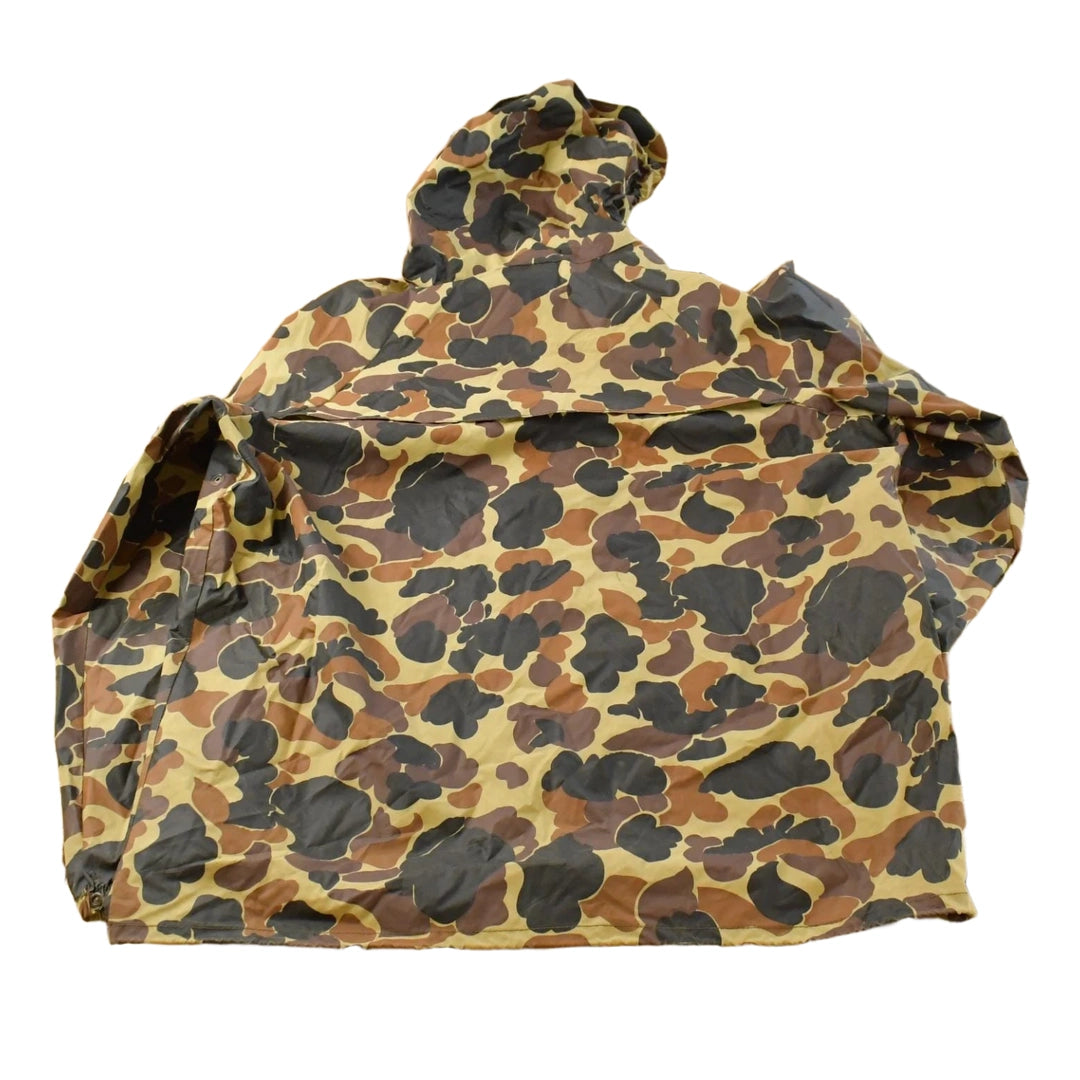 Vintage 1990s Columbia Duck Hooded Camo PVC Rain Jacket Men's XL
