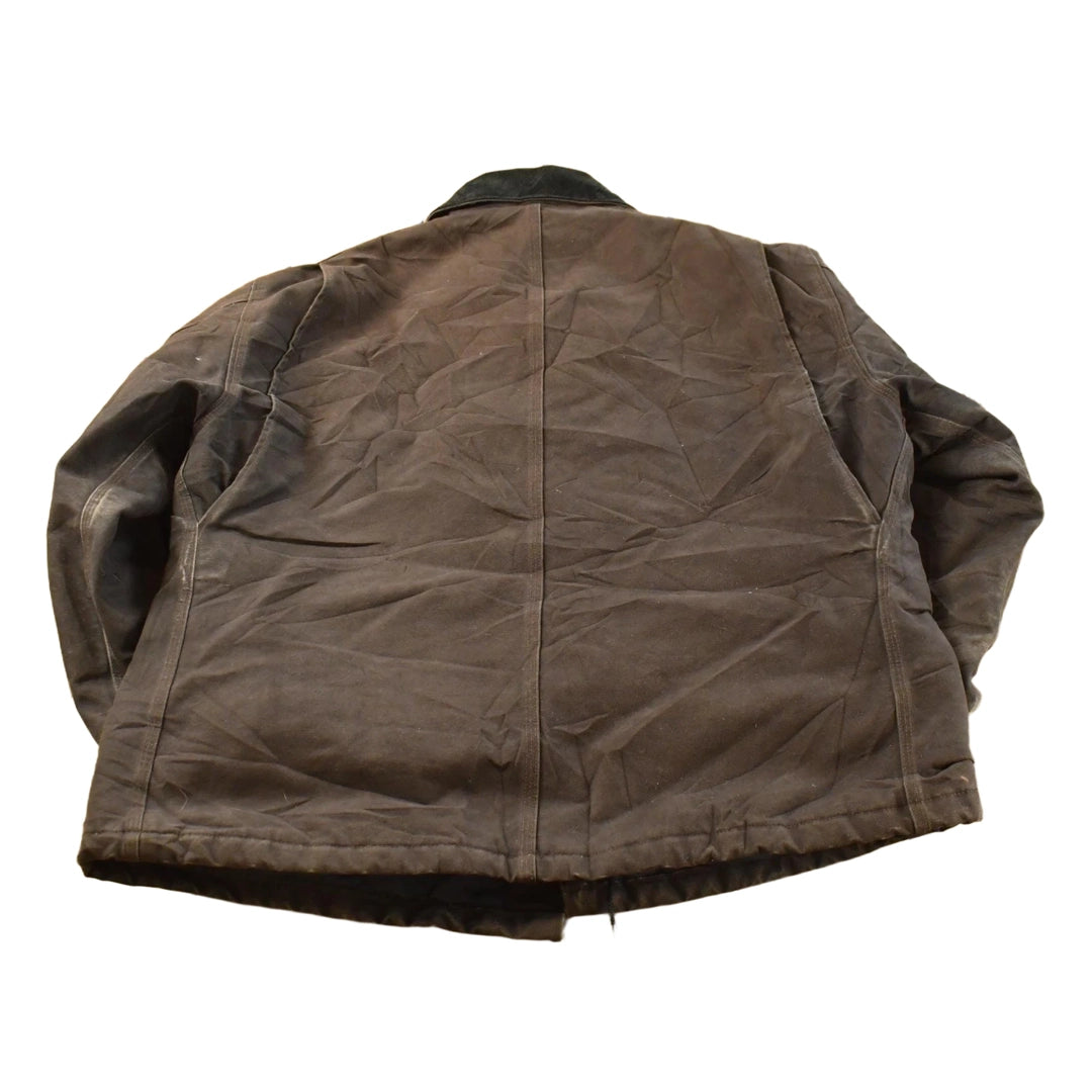 Vintage 1990s Carhartt Arctic Quilt Jacket – Distressed Tan Workwear Coat Men's XL