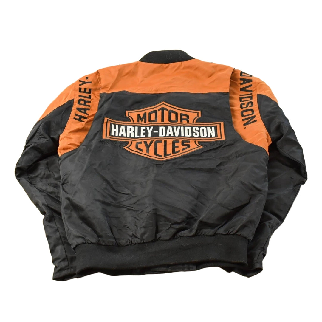 Vintage 1990s Harley Davidson Embroidered Motorcycle Jacket Men's M