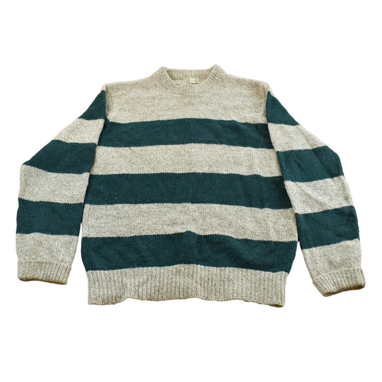 Vintage 1980s L.L. Bean Ragg Striped Wool Knit Crewneck Sweater Men's Large