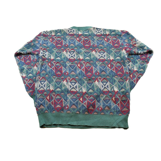 Vintage 1990s Bill Blass Textured 3D Cotton Knit Crewneck Sweater Men's L