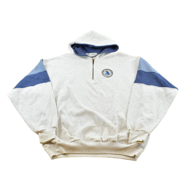 Vintage 1990s Artisans Elroy-Sparta Wisconsin Souvenir Quarter Zip Embroidered Hoodie Sweatshirt Mens XL