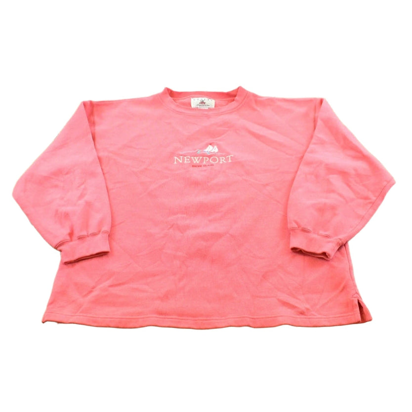 Vintage 1990s Newport Rhode Island Embroidered Sailboats Travel Crewneck Sweatshirt Men's L