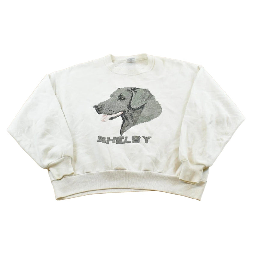 Vintage 1990s Embroidered Dog Shelby Crewneck Sweatshirt Men's M