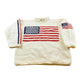 Vintage 1980s Hand Knit USA American Flag Wool Knit Sweater Men's L