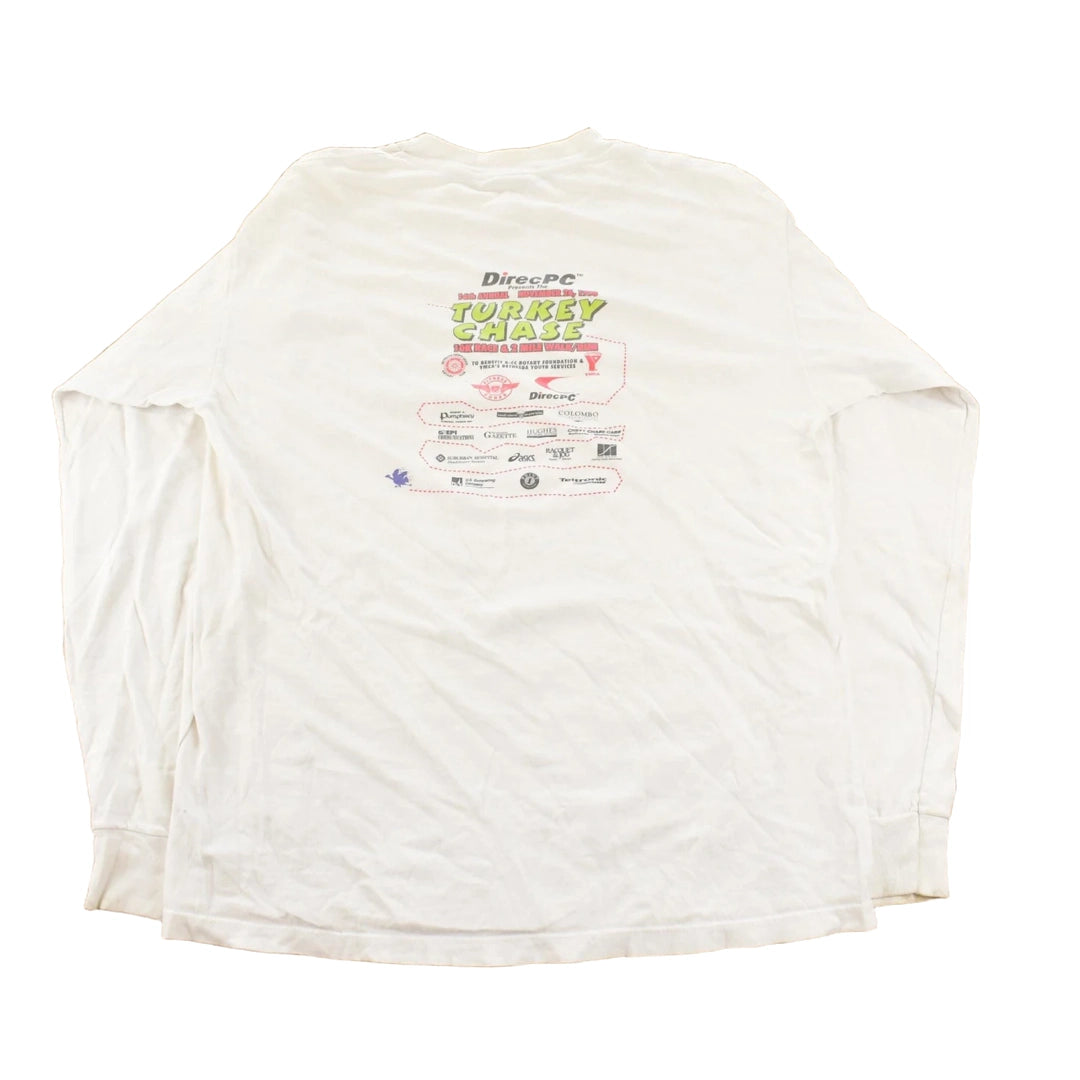 Vintage 1998 Distressed 16th Annual Turkey Chase 10K Race & 2 Mile Walk Run Long Sleeve T-Shirt Men's M