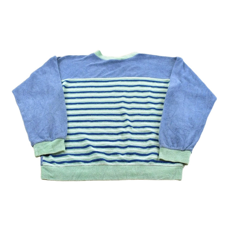Vintage 1980s Striped Terry Cloth Sweatshirt Men's S