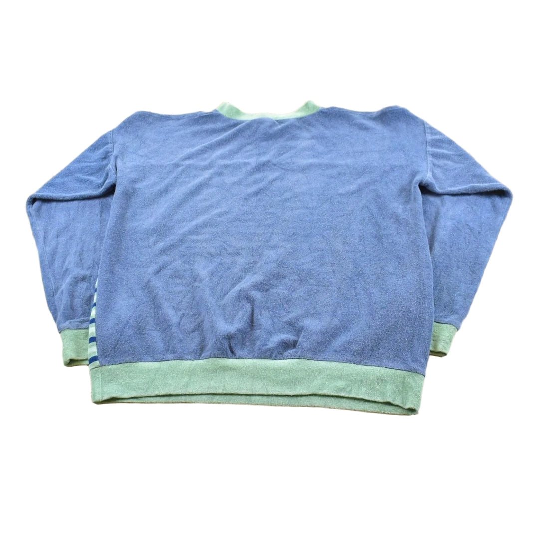 Vintage 1980s Striped Terry Cloth Sweatshirt Men's S