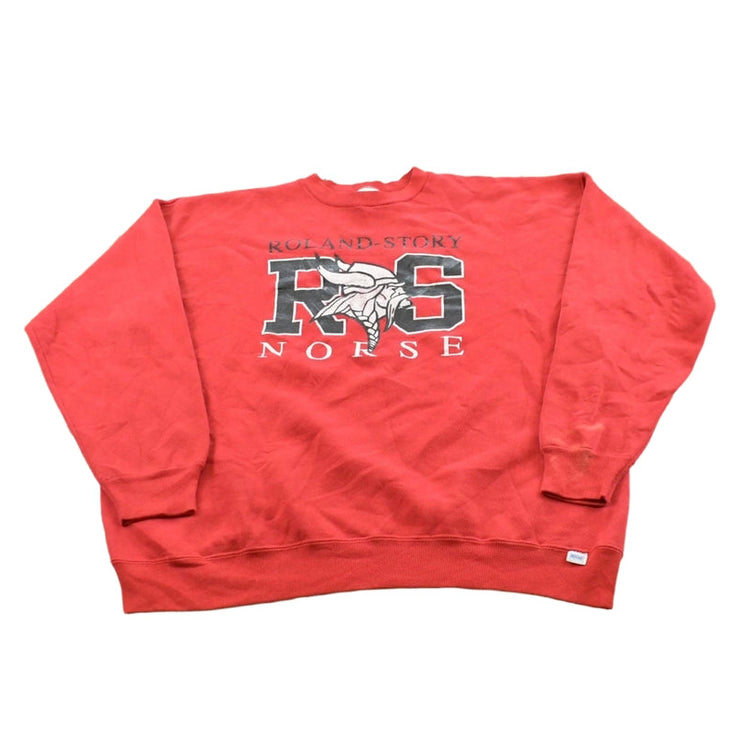 Vintage 1990s Discus Athletics Roland-Story Norse High School Sports Crewneck Sweatshirt Men's L
