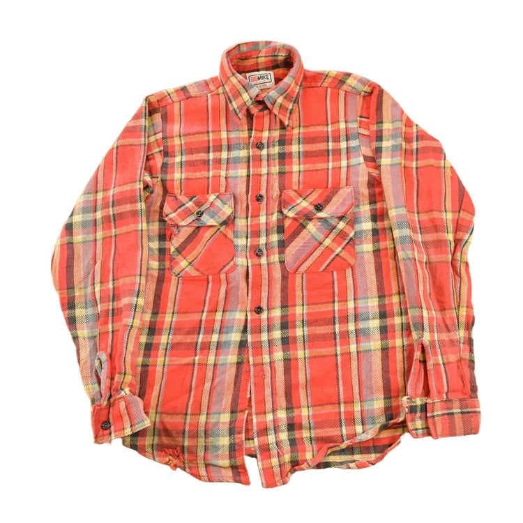 Vintage 1990s Distressed Big Mike Plaid Flannel Button Up Shirt Men's S