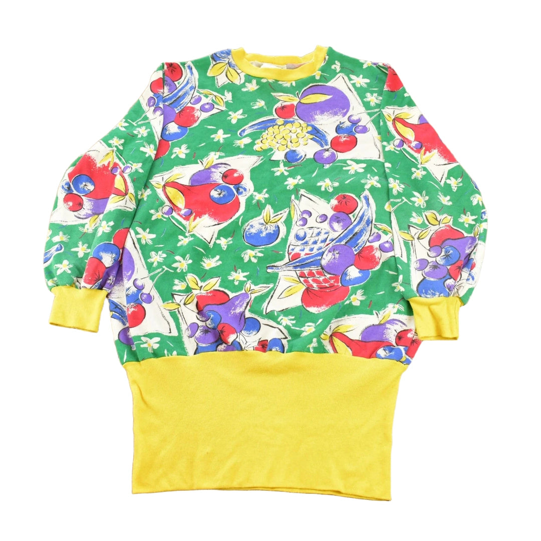 Vintage 1990s Fruit All Over Print Graphic Crewneck Sweatshirt Women's L