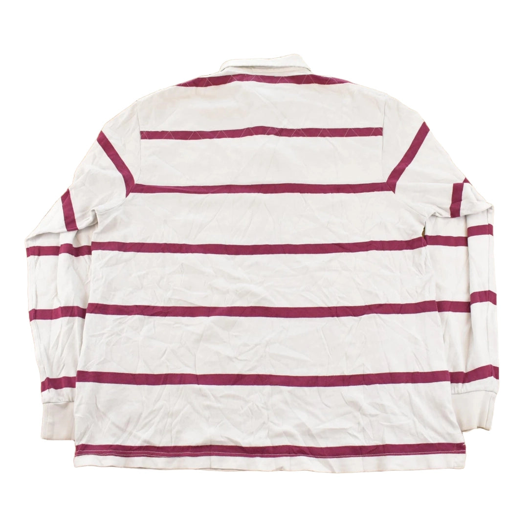 Vintage 2000s Chaps Striped Embroidered Rugby Long Sleeve Polo Shirt Men's L
