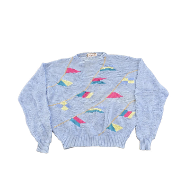 Vintage 1990s Merona Knit Geometric Pennant Flags Sweater Women's M