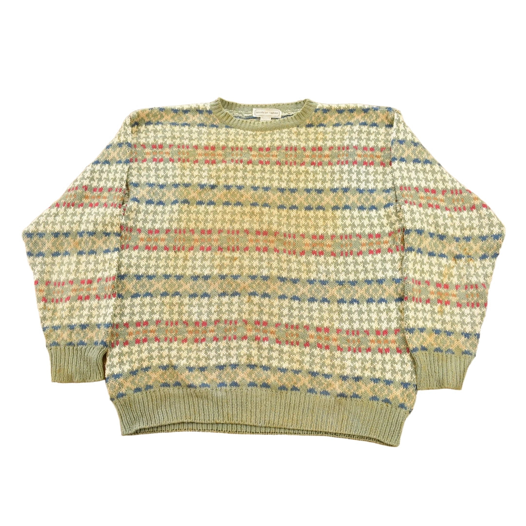 Vintage 1990s Tricots St. Raphael Geometric Knit Crewneck Sweater Men's L
