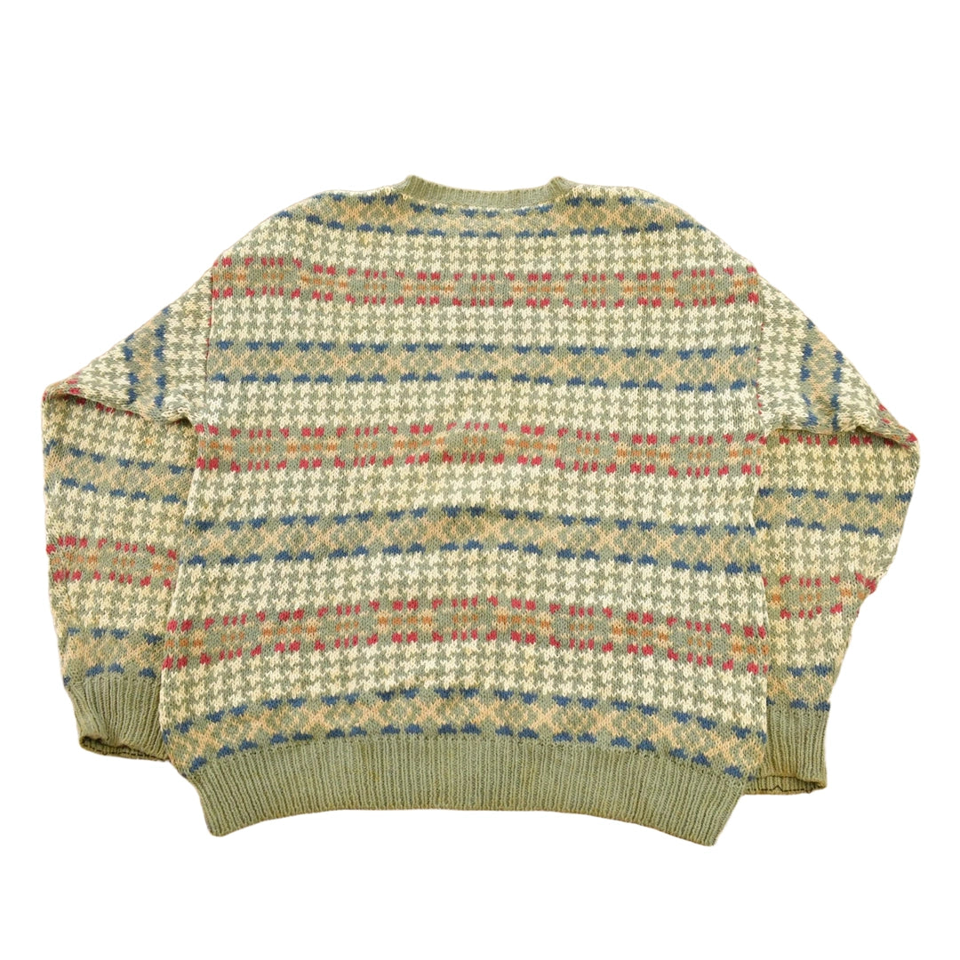 Vintage 1990s Tricots St. Raphael Geometric Knit Crewneck Sweater Men's L