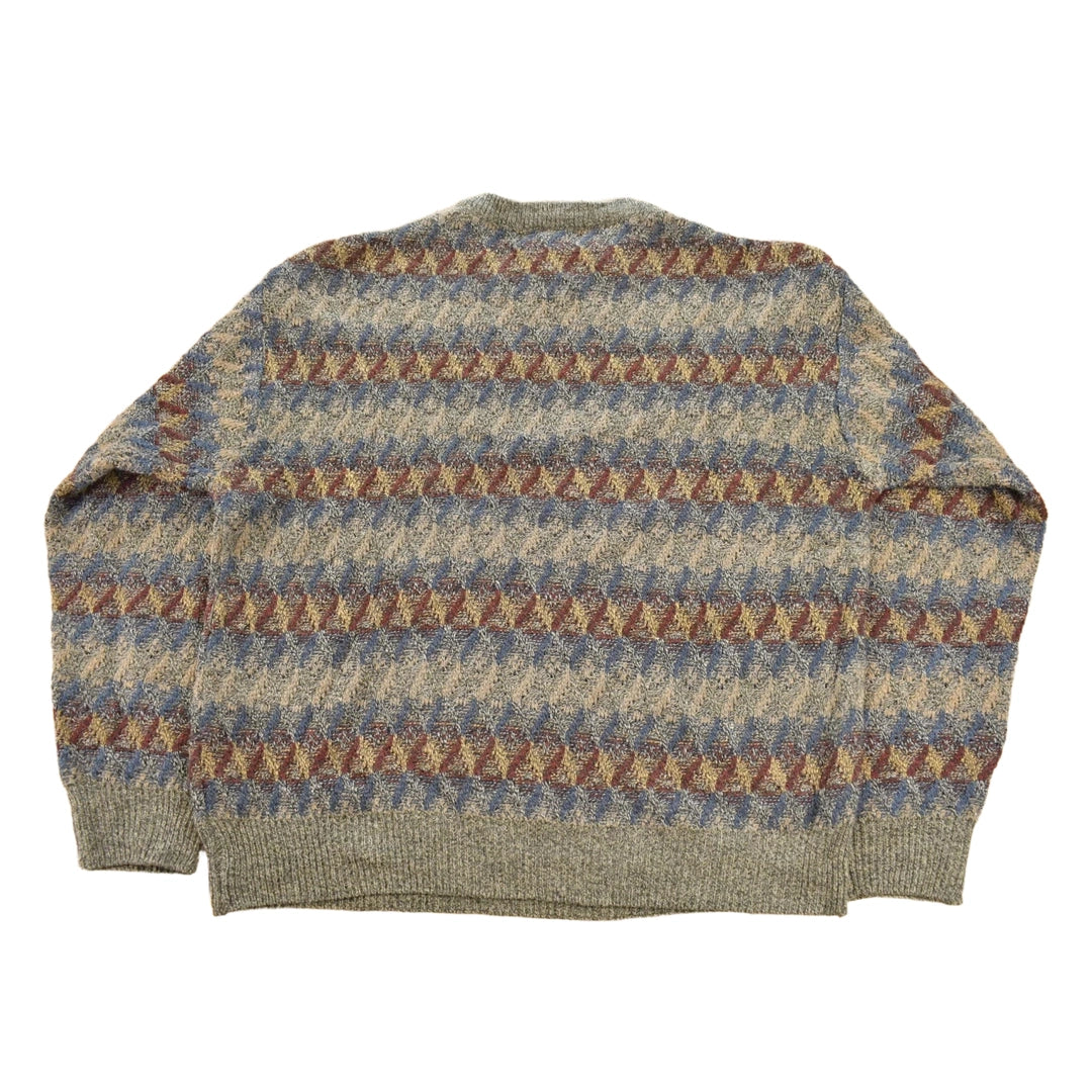 Vintage 1990s Towncraft Knit Geometric Pattern Crewneck Sweater Mens L