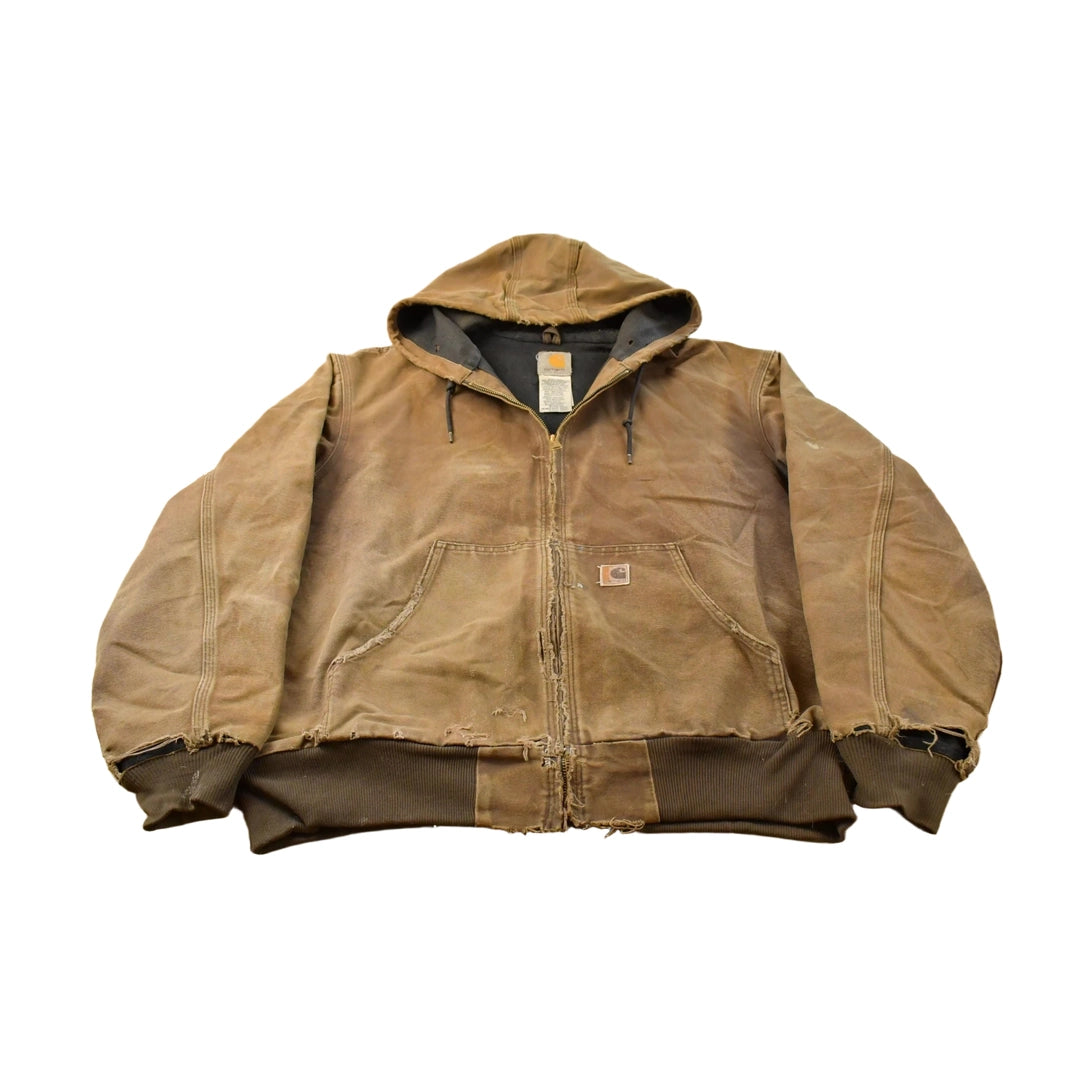 Vintage 1990s Distressed Carhartt Hooded Jacket Men's XL