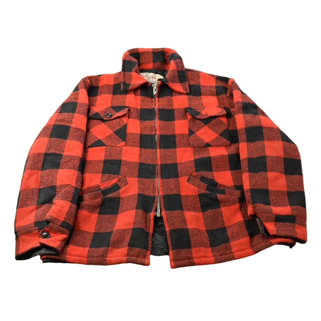 Vintage 1990s Weatherguard Shane Full Zip Buffalo Plaid Wool Hunting Shacket Mens XL