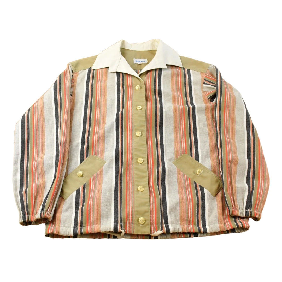 Vintage 1980s John Meyer Striped Button Up Shirt Jacket Women's M