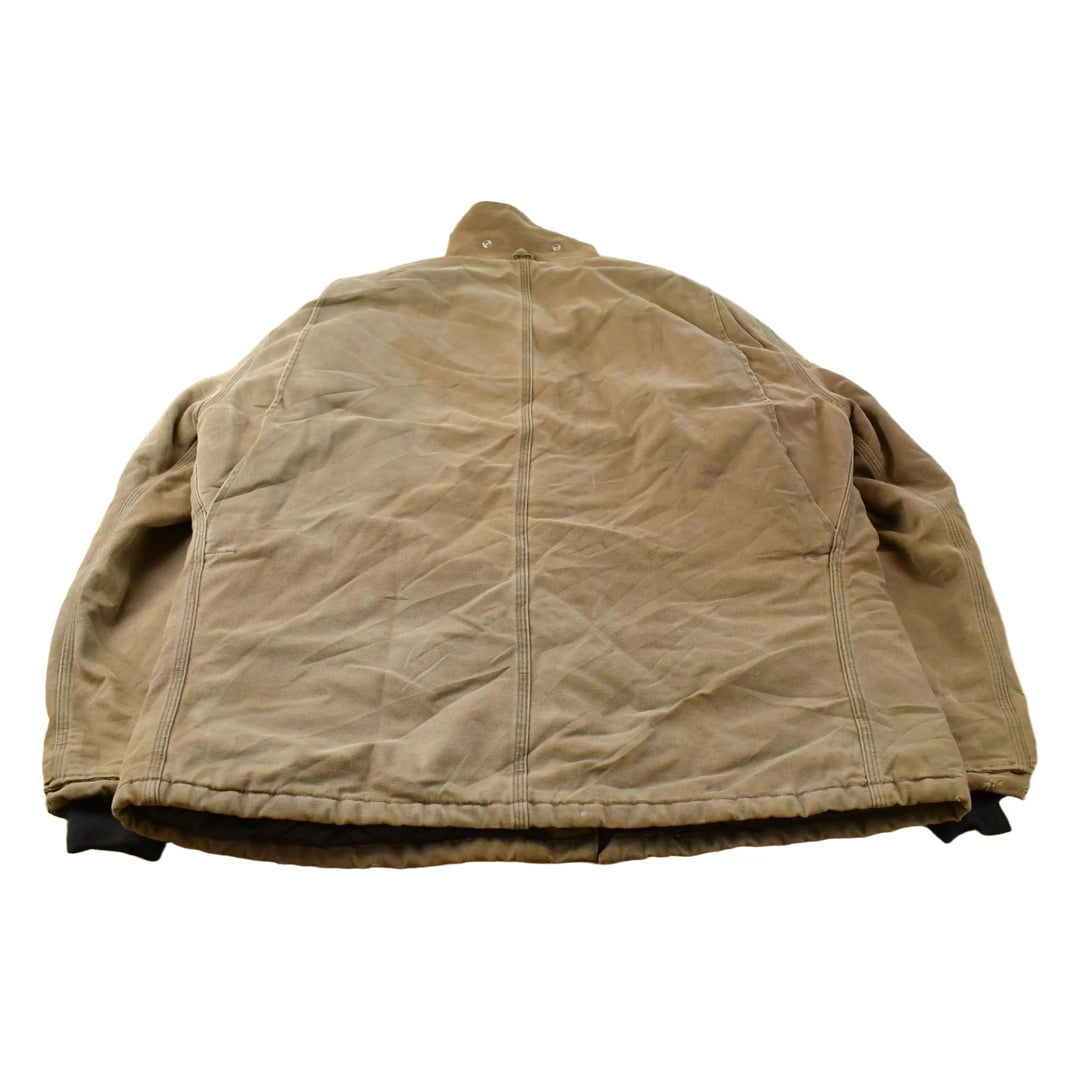 Vintage 1990s Sun Faded Distressed Carhartt Arctic Quilt Traditional Work Jacket Men's XL