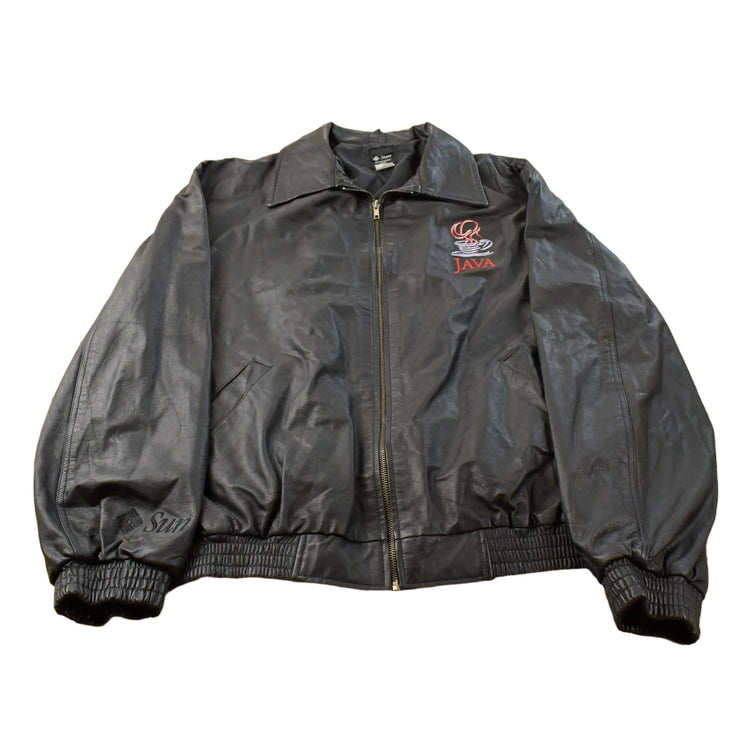 Vintage 1990s Java Sun Microsystems Tech Leather Jacket Men's 2XL