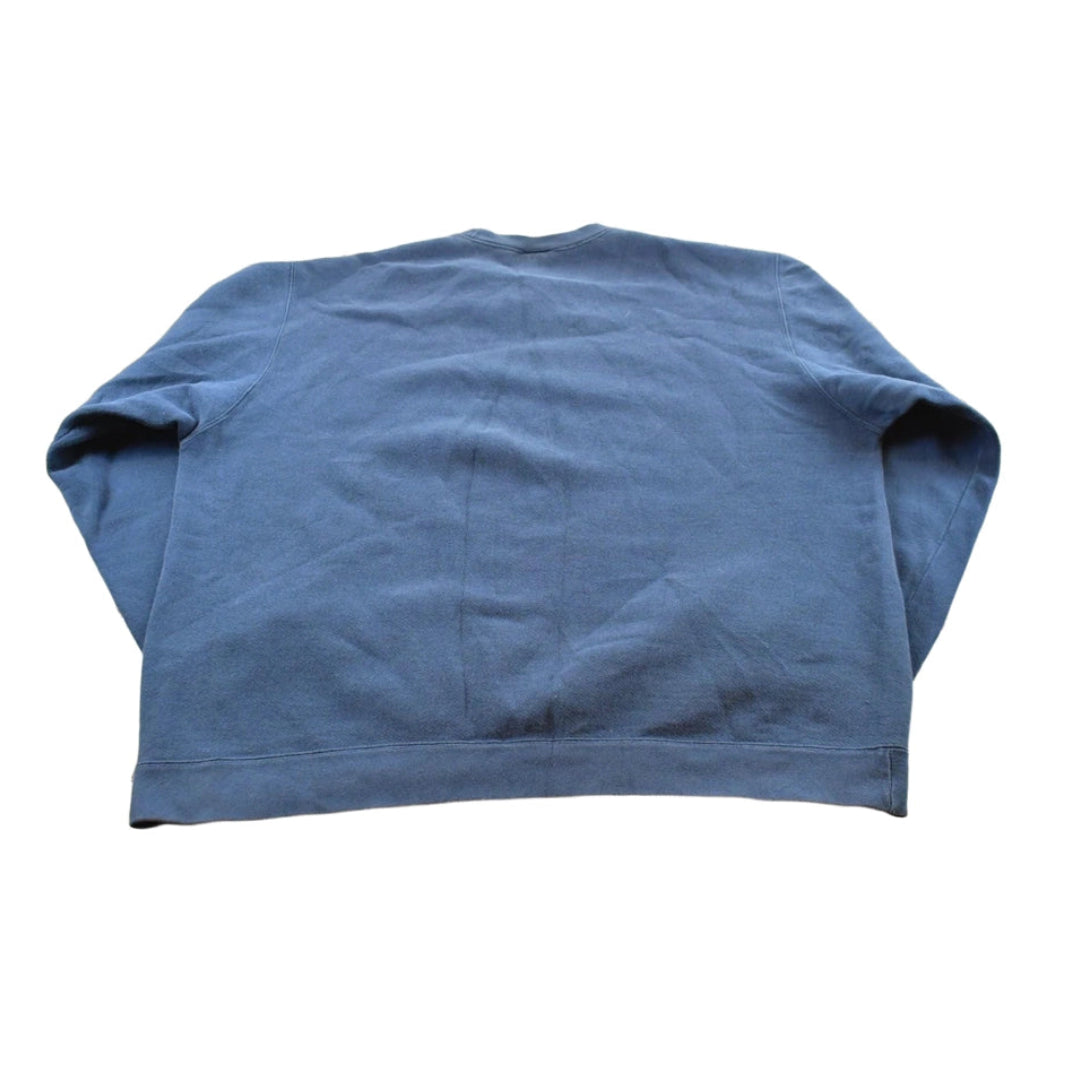 Vintage 1990s Nike Embroidered Mini Swoosh Blue Crewneck Sweatshirt Men's XL