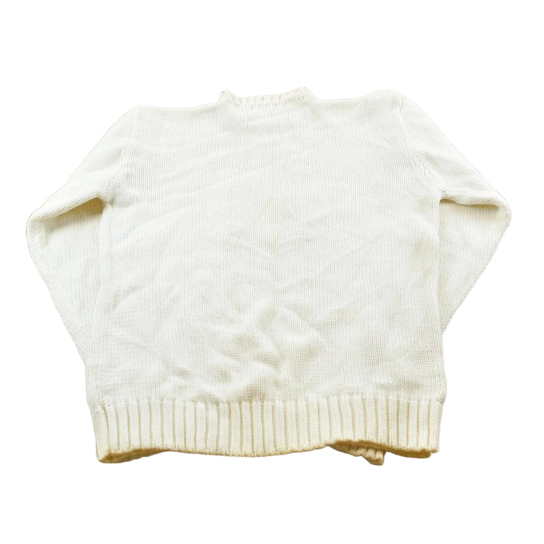 Vintage 1990s Polo Ralph Lauren Embroidered Crest Logo Cotton Knit Crewneck Sweater Women's M
