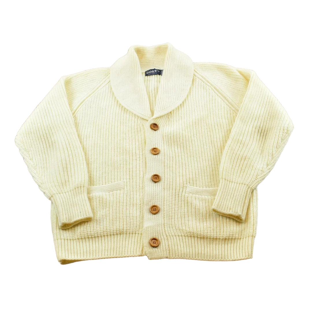 Vintage 1980s Damon Shawl Collar Acrylic Knit Button Up Cardigan Sweater Men's L