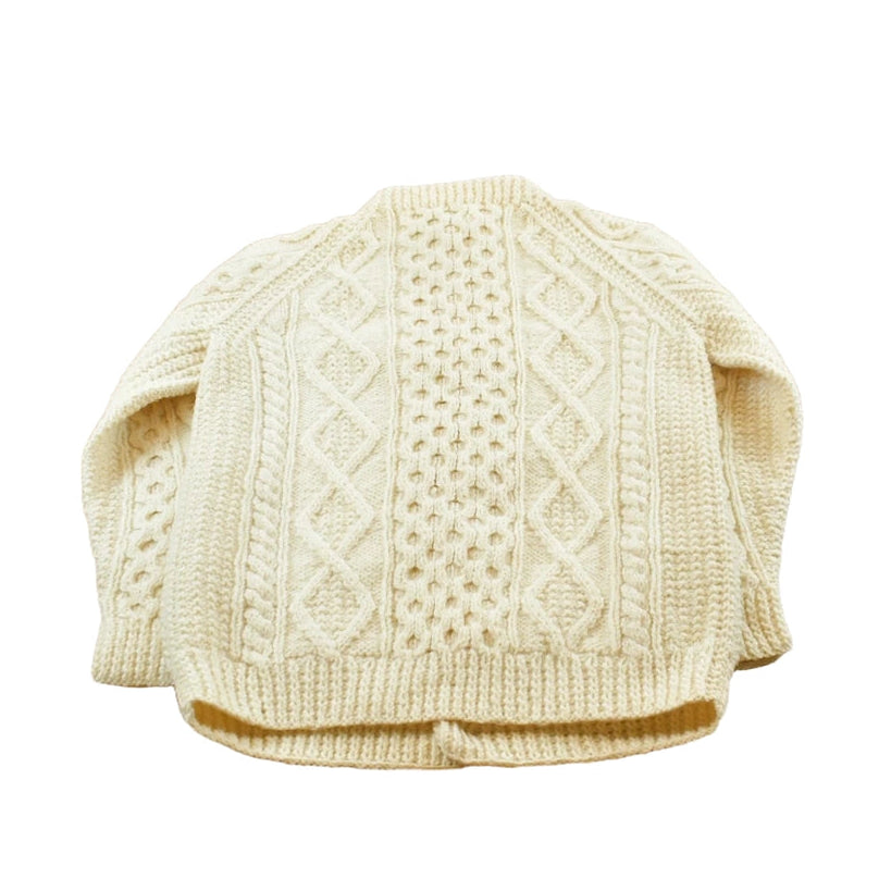 Vintage 1980s Alana Wool Cable Knit Button Up Cardigan Sweater Women's S