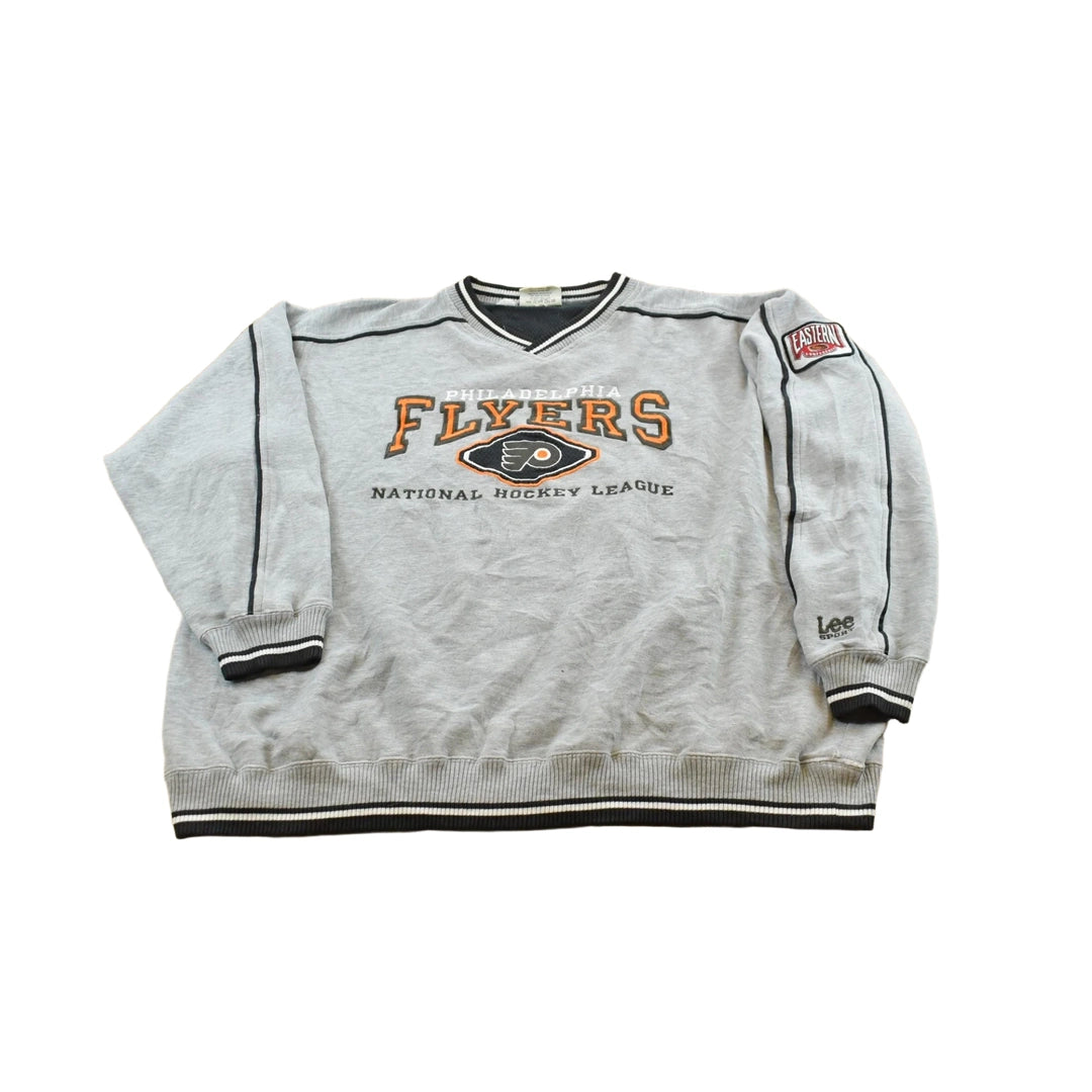 Vintage 1990s Philadelphia Flyers Lee Sport NHL Hockey V Neck Sweatshirt Men's XL