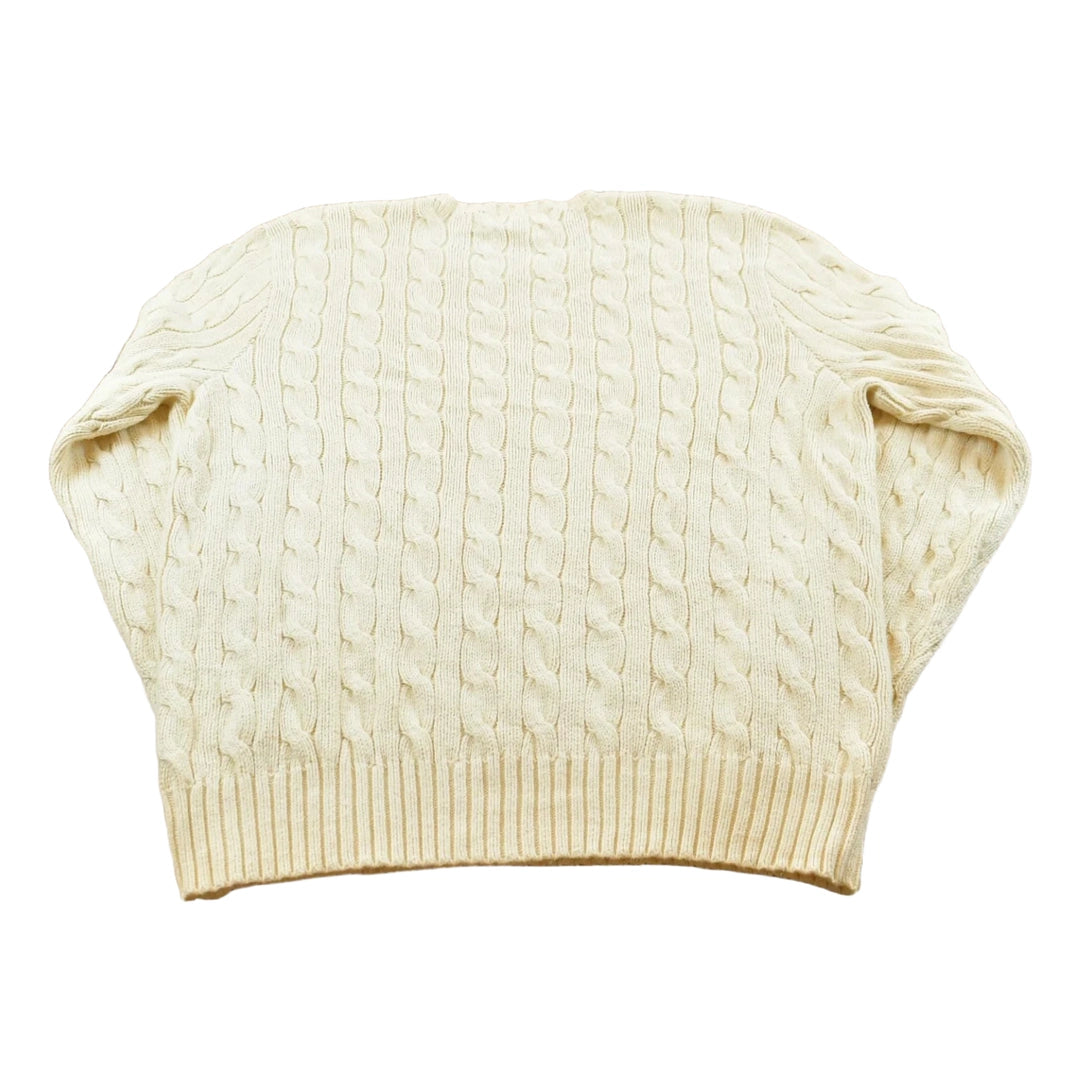 Vintage 1990s Polo Ralph Lauren Cable Knit Pima Cotton Crewneck Sweater Men's L