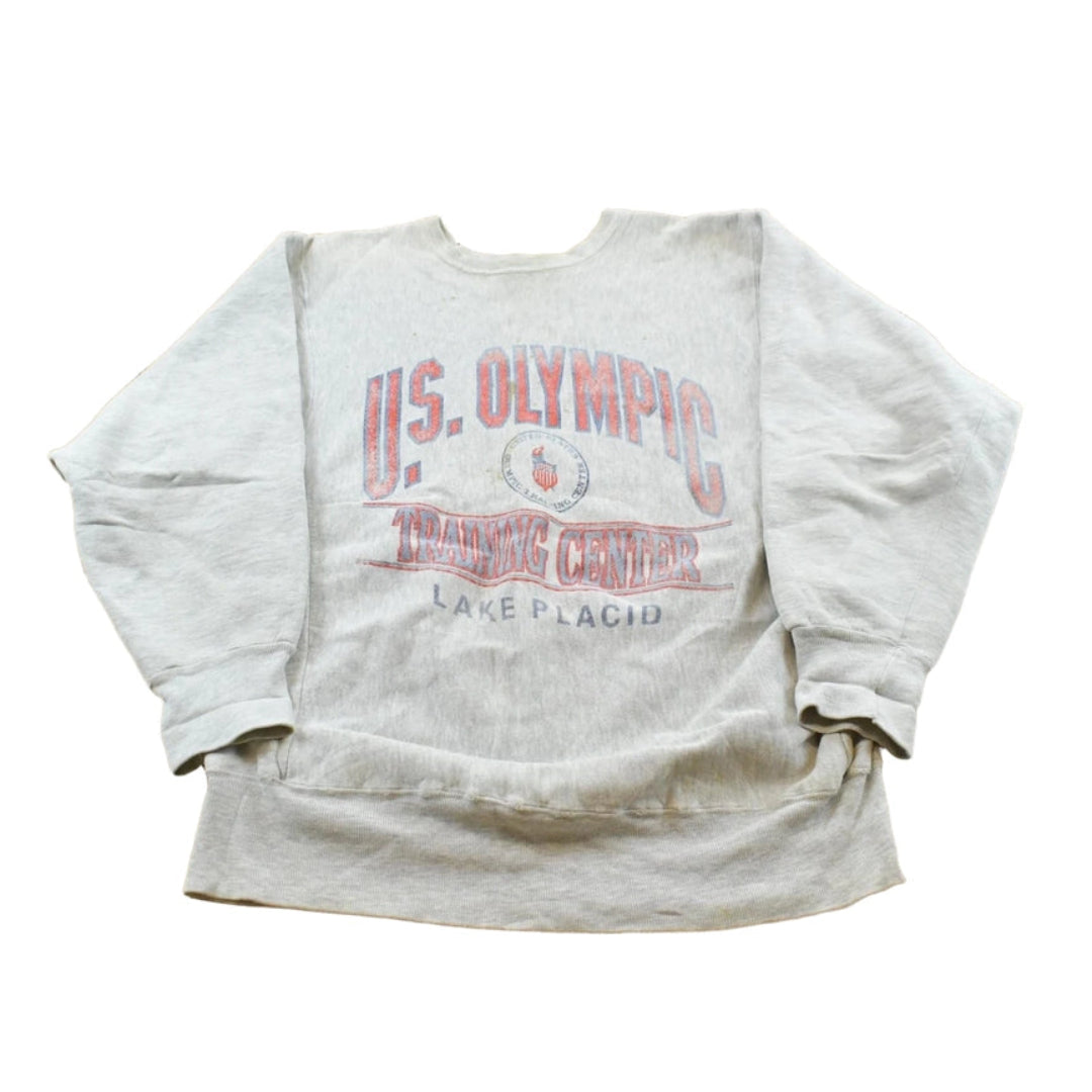 Vintage 1990s US Olympic Trainer Center Lake Placid Reverse Weave Style Crewneck Sweatshirt Men's M
