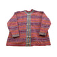 Vintage 1980s Nordic Design Striped Wool Knit Button Up Cardigan Sweater Women's 2XL