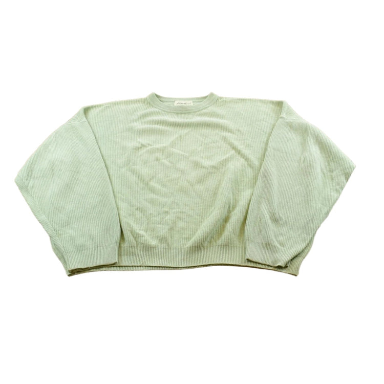 Vintage 1990s Eddie Bauer Light Green Cotton Knit Crewneck Sweater Men's XL Boxy