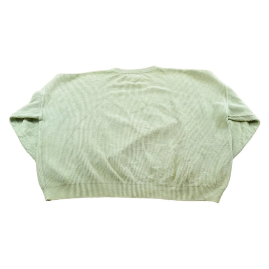 Vintage 1990s Eddie Bauer Light Green Cotton Knit Crewneck Sweater Men's XL Boxy
