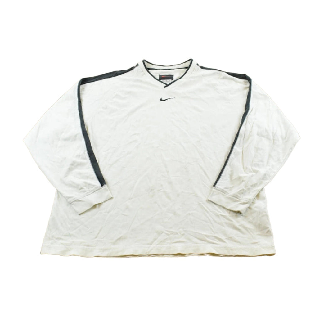 Vintage Y2K Nike Embroidered Logo Center Check Raglan Long Sleeve Shirt Men's XL
