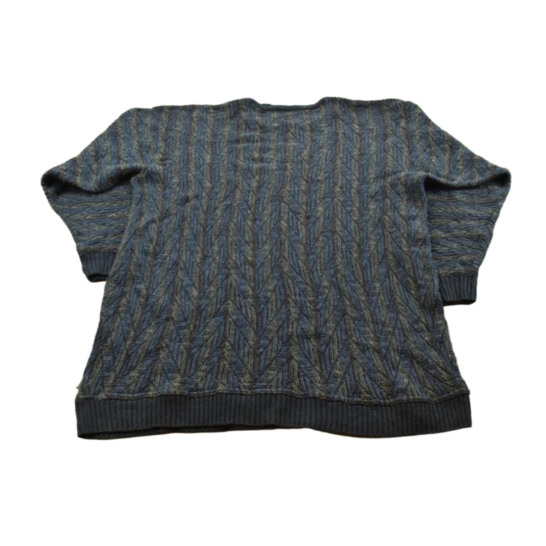Vintage 1990s London Fog Striped Knit Crewneck Sweater Men's Large Tall Men's Large