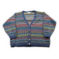Vintage 1980s Maggie Lawrence Striped Acrylic Knit Cardigan Sweater Women's XL
