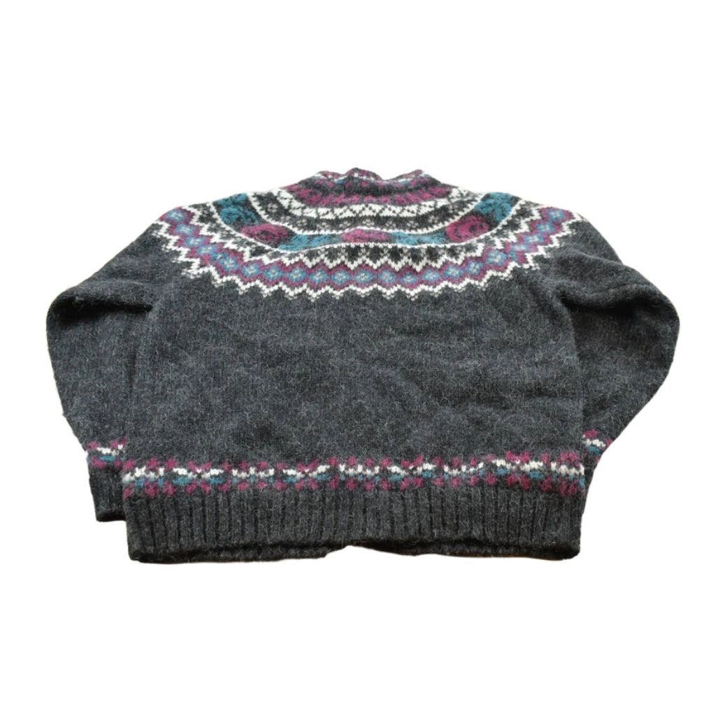 Vintage 1990s Woolrich Abstract Wool Knit Button Up Cardigan Sweater Women's L