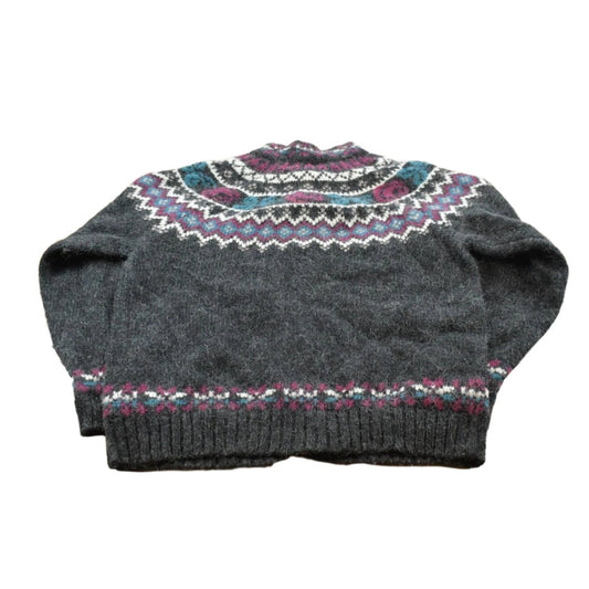 Vintage 1990s Woolrich Abstract Wool Knit Button Up Cardigan Sweater Women's L