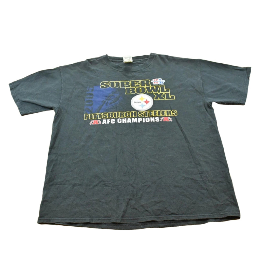 Vintage 2006 Pittsburgh Steelers Super Bowl 40 NFL Football Souvenir T-Shirt Men's 2XL