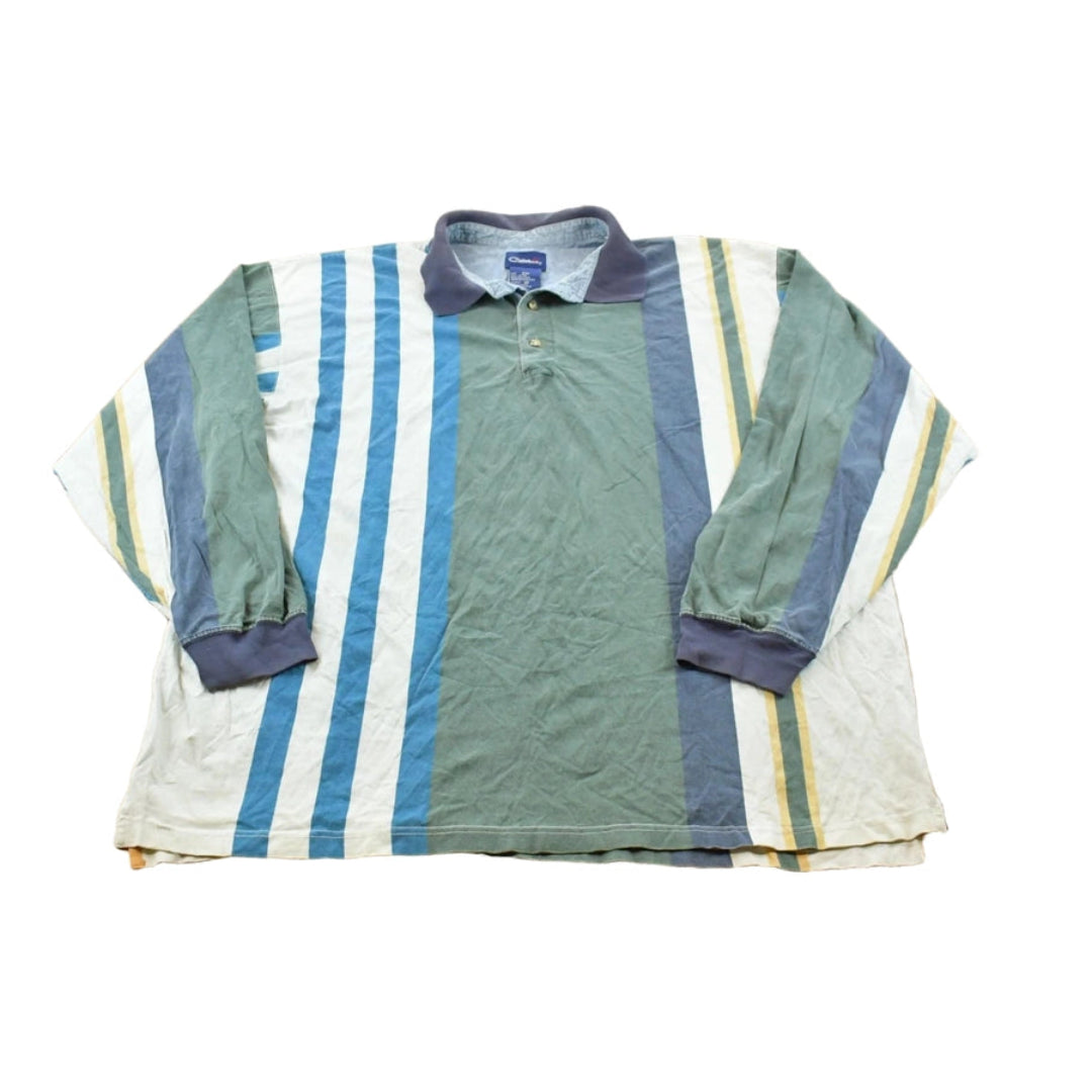 Vintage 1990s Catalina Striped Long Sleeve Polo Shirt Men's 2XL