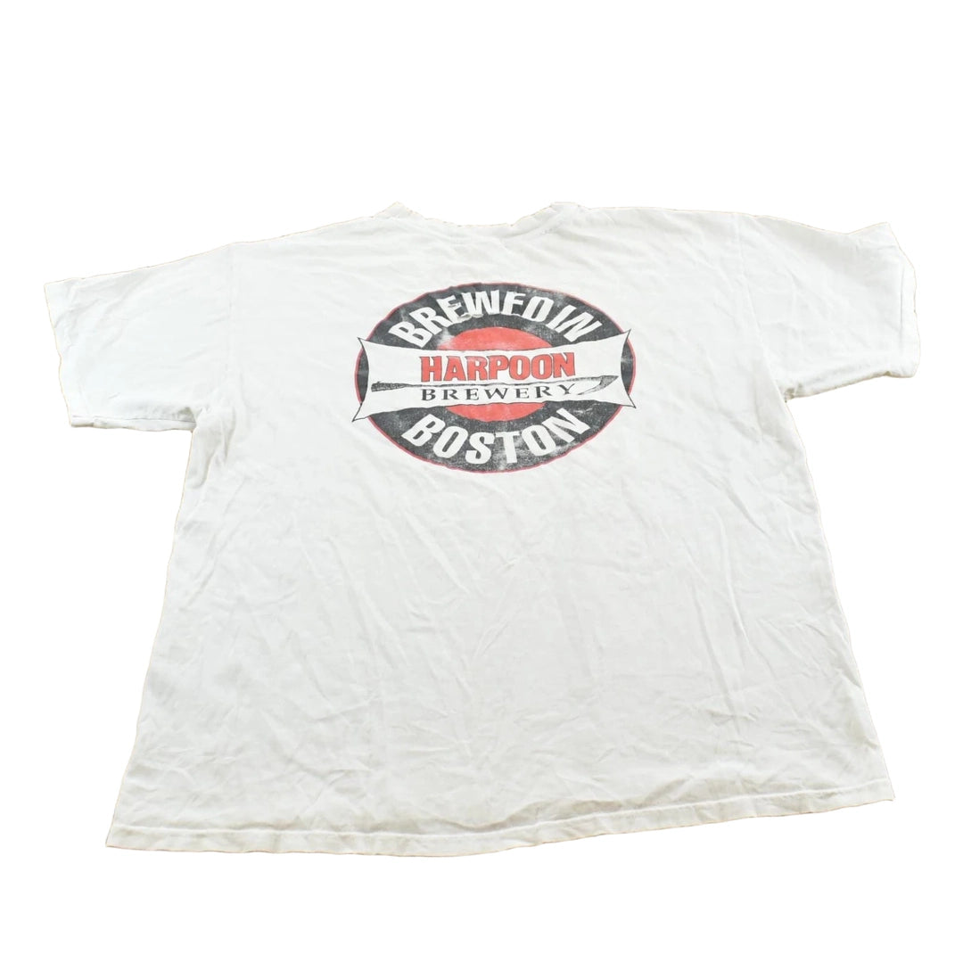 Vintage 1990s Distressed Harpoon Brewery Beer Promotional Souvenir T-Shirt Men's L