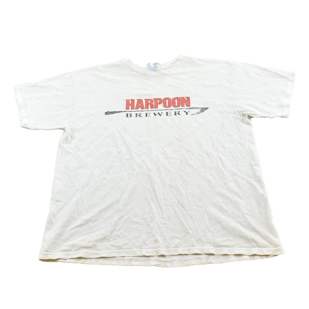 Vintage 1990s Distressed Harpoon Brewery Beer Promotional Souvenir T-Shirt Men's L