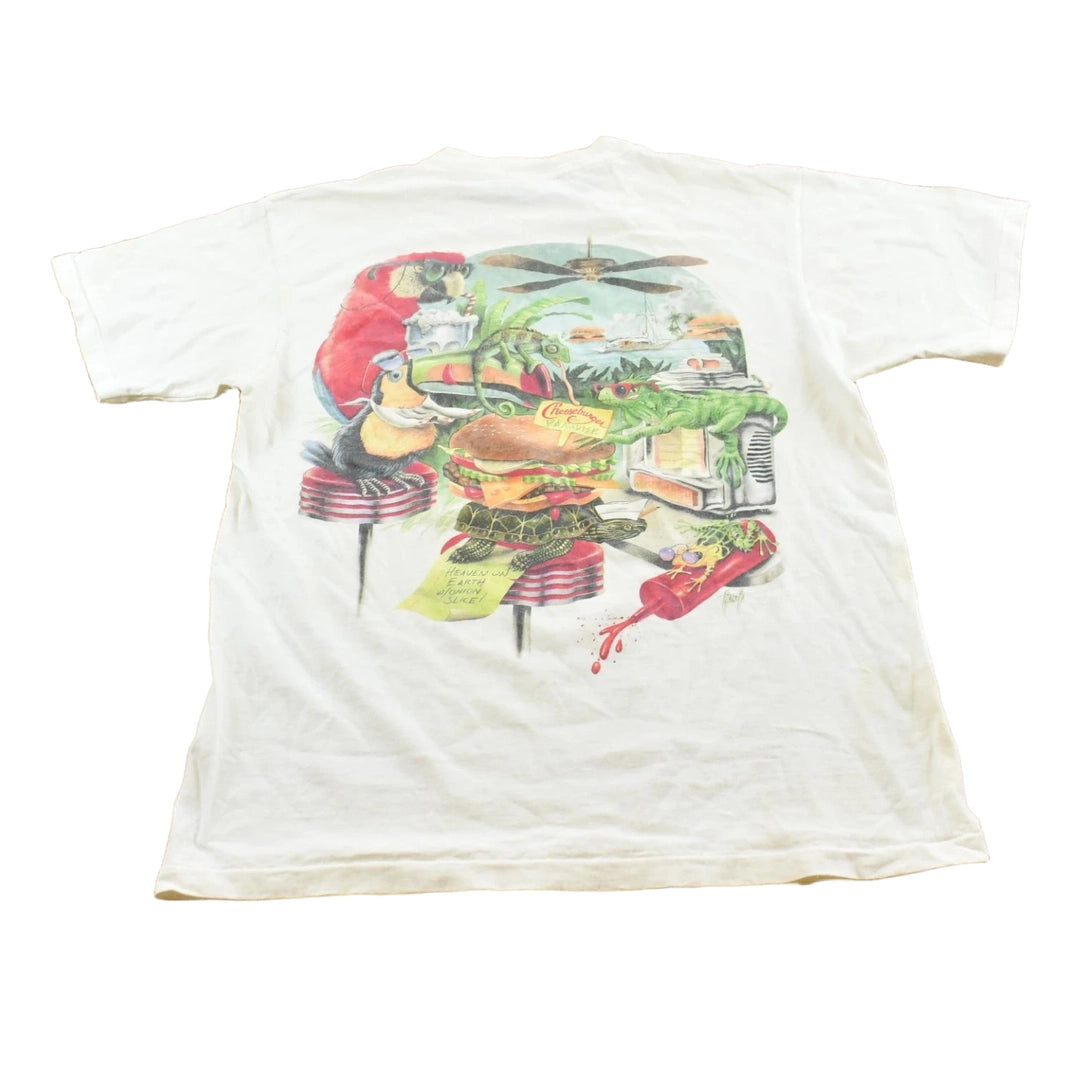 Vintage 1995 Jimmy Buffett's Caribbean Soul Cheese Burger in Paradise Souvenir Single Stitch Graphic T-Shirt Men's M
