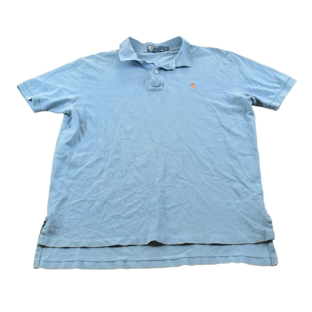 Vintage 1990s Polo By Ralph Lauren Blank Blue Small Pony Short Sleeve Polo Shirt Men's XL