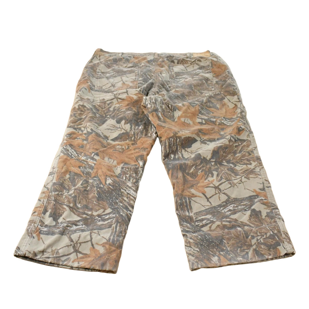 Vintage 1990s Duxbak Quilt Lined Forest RealTree Camo Hunting Pants Men's 41 x 27