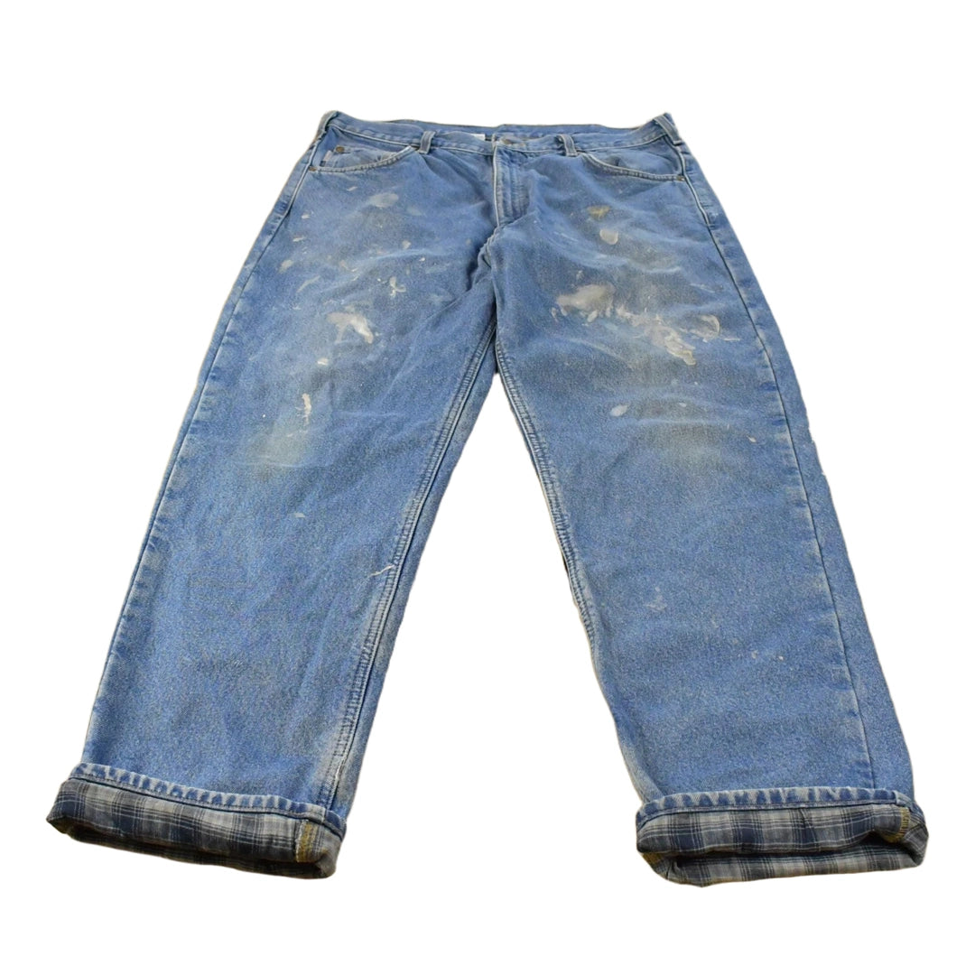 Vintage 2000s Carhartt Flannel Lined Denim Work Jeans Men's 35 x 31