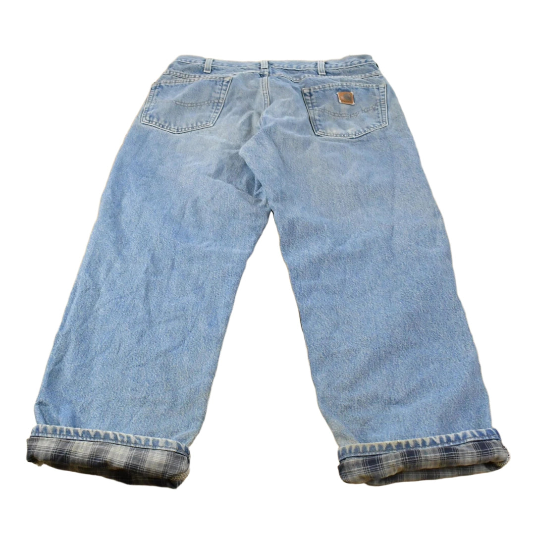 Vintage 2000s Carhartt Flannel Lined Denim Work Jeans Men's 34 x 29